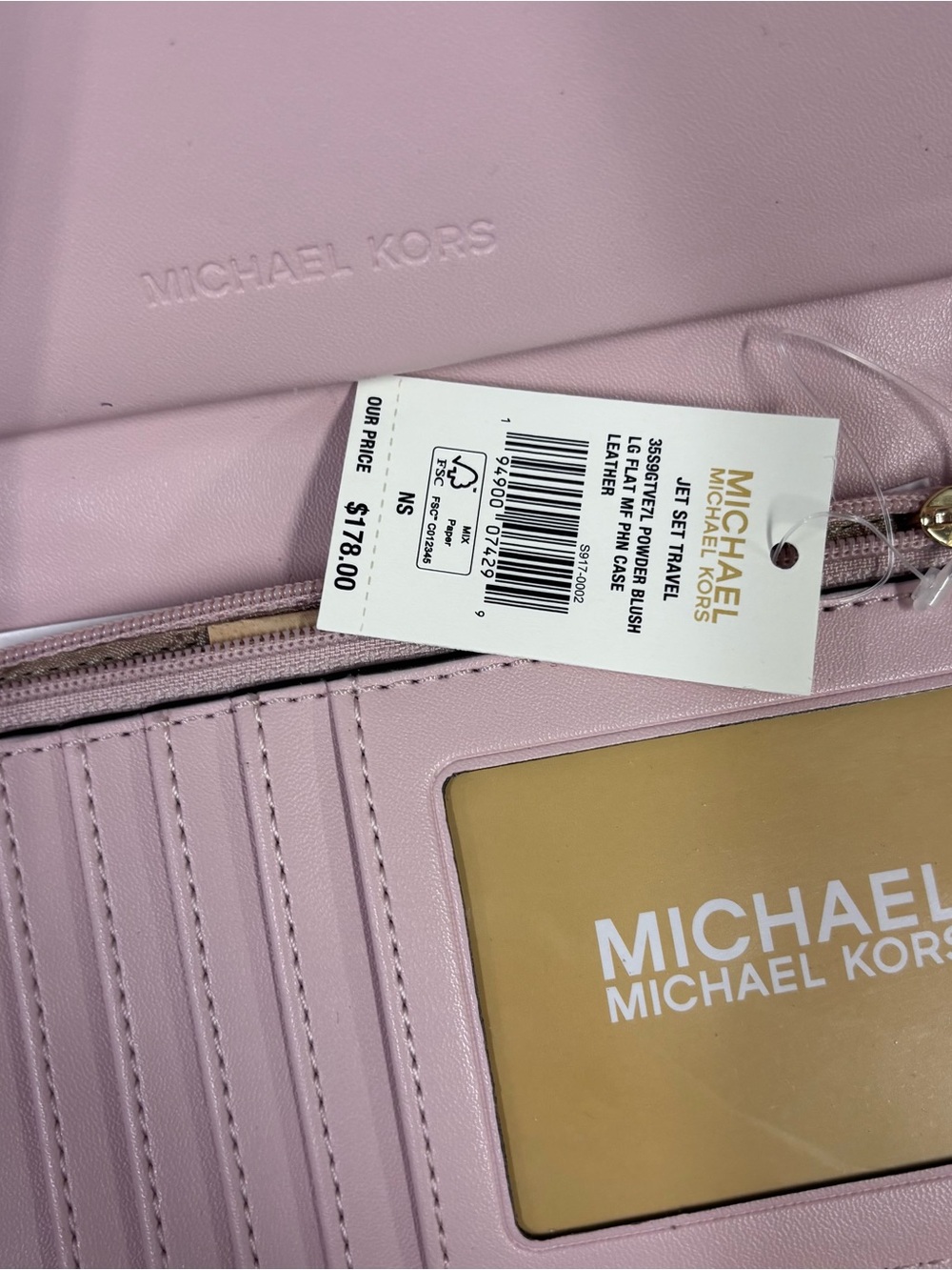 Michael Kors Blush Pink Zip Wallet with Gold Hardware + wristlet - Picture 3 of 8